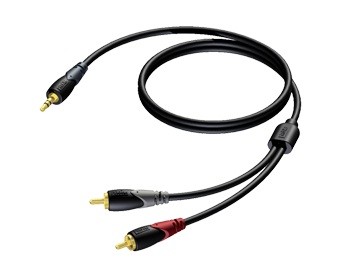 (10)3.5 mm Jack male stereo - 2 x RCA/Cinch male 1,5 meter