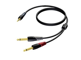 (10)3.5 mm Jack male stereo - 2 x 6.3 mm Jack male mono 3 meter