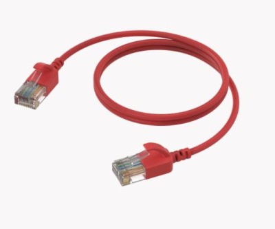 Slimline networking cable - CAT6A RJ45 - RJ45 U/UTP Red version - 0.15 meter