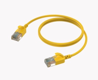 Slimline networking cable - CAT6A RJ45 - RJ45 U/UTP Yellow version - 0.15 meter