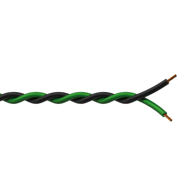(4)Twisted assembling cable - 2 x 1 mmý - 17 AWG 100 meter, black & green