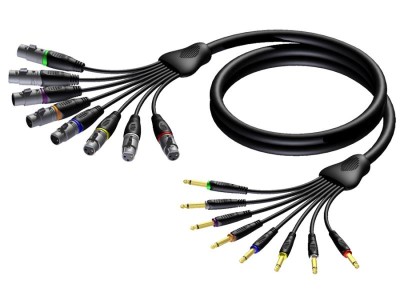 (EOL) (5)Multi core cable - 8 x XLR female - 6.3 mm Jack male mono 5 meter
