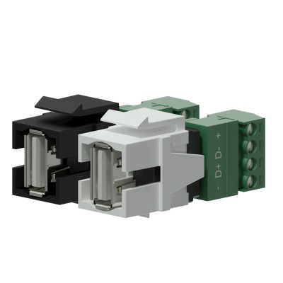 (20)Keystone adapter - USB 2.0 A - 4-pin terminal block White