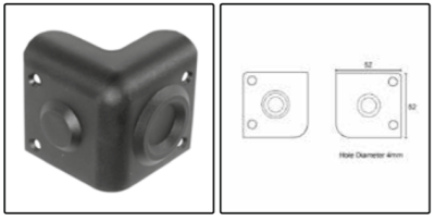 boxhoek 52mm, stapelbaar, - zwart - prijs per 1 stuk - box corner 52mm, stackable, - black - price per piece