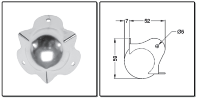balhoek 50mm, 1.5mm, R2 - verzinkt - prijs per 1 stuk - ball angle 50mm, 1.5mm, R2 - Galvanised - price per piece