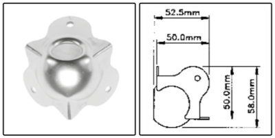 balhoek 50mm, 1.5mm, R2, - verzinkt - prijs per 1 stuk - ball angle 50mm, 1.5mm, R2, - Galvanised - price per piece