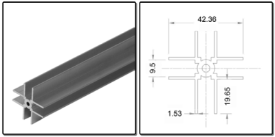 vakverdelingprofiel 9.5mm - L=4000mm - prijs per 1 meter - divider profile 9.5mm - L=4000mm - price per meter