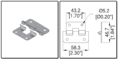 uitneemscharnier 57.5x45mm, - zwart - prijs per 1 stuk - removal hinge 57.5x45mm, - black - price per piece