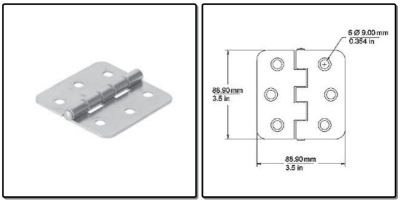 hinge with fixed pin, 90x90mm - Price per piece