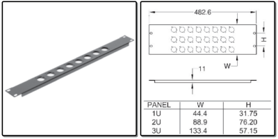 2HE frontplaat, 32x D-gat, - zwart - prijs per 1 stuk - 2U front plate, 32x D-hole, - black - price per piece