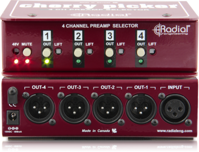 Passive 4 output microphone preamp selector