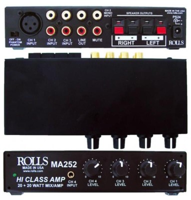 Rolls MA252 Stereo 20W/Ch Class D Mixer Amp