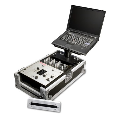10" DJ mixer case with front door - with integrated laptop stand