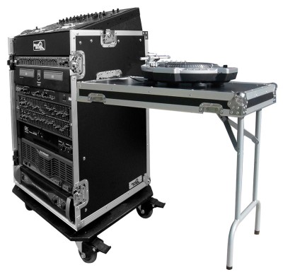 11U slant mixer rack/ 16U vertical rack system with casters and side table