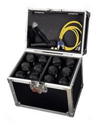 Case for 12 mics + accessory storage in lid