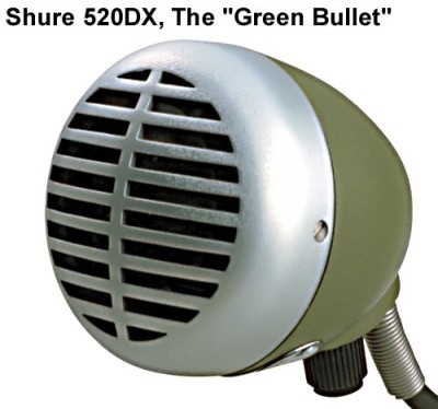 Shure 520DX - Dynamic omni "Green Bullet" harmonica microphone