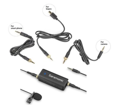 Saramonic LavMic, lavalier microphone with 3.5mm TRS, 3.5mm TRRS and GoPro© conn