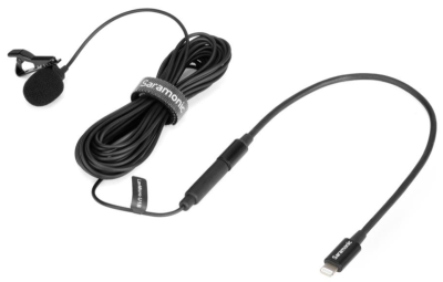 LavMicro U1B, lavalier microphone with detachable 3.5mm TRS to Lightning adapter