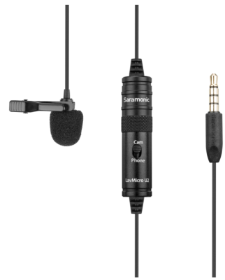 LavMicro U2, lavalier microphone with phone/cam switch (TRS/TRRS), 3.5mm connect