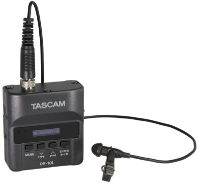 Tascam DR10L Micro-sized Audio Recorder with Lavalier Microphone - Black