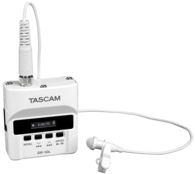 Tascam DR-10L-W - Audio Recorder with Lavalier Microphone - White