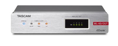 Tascam ML-4D/OUT-E - 4 Line Out DANTE Converter with DSP, Euroblock