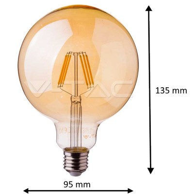 VT-296 - LED Bulb - SAMSUNG CHIP Filament 6W E27 Amber Glass 2200K Luminous flux