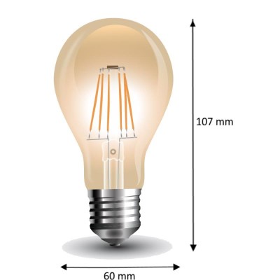 VT-1954 - LED Bulb - 4W Filament E27 A60 Amber 2200K Luminous flux 350Lm