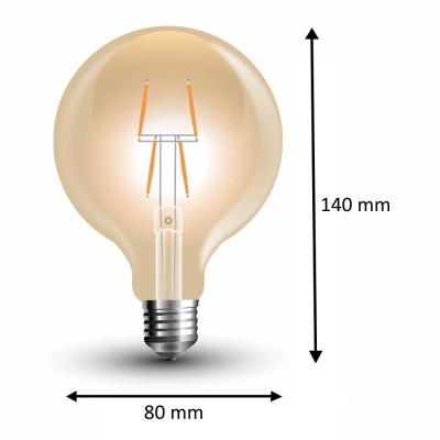 VT-2004 - LED Bulb - 4W Filament E27 G80 Amber 2200K Luminous flux 350Lm