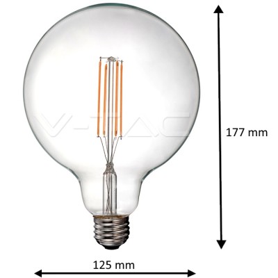 VT-2143 - LED Bulb - 12.5W Filament E27 G125 Clear Cover 3000K Luminous flux 155