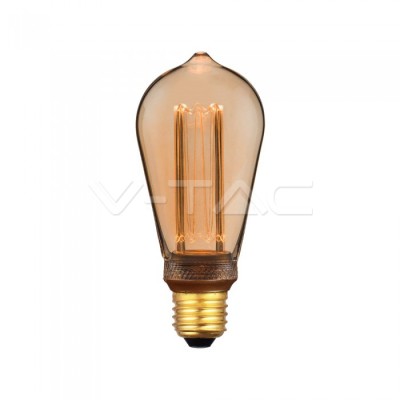 VT-2185 - LED Bulb - 4W ART Filament Candle E27 ST64 Amber Glass 1800Kñ200K Lumi