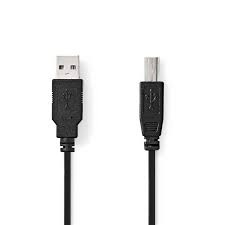 USB 2.0 | USB-A Male | USB-B Male | 10 W | 480 Mbps | Vernikkeld | 2.00 m | Rond | PVC | Zwart | Label